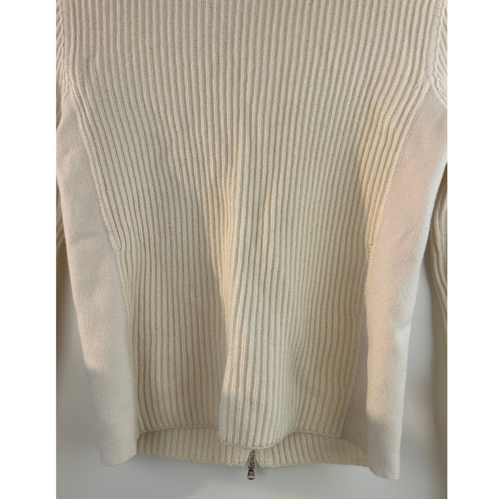 Brunello Cucinelli Cashmere Ribbed Full Zip Cardigan Cream Small Quiet Luxury - Picture 15 of 16
